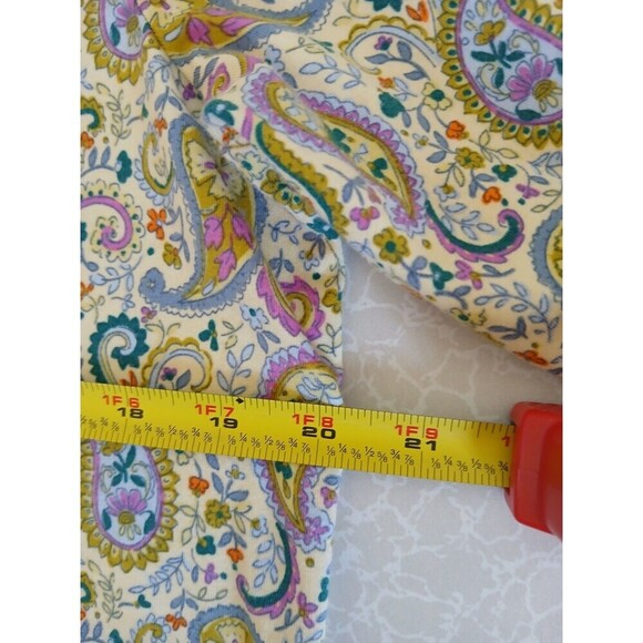 Appleseed's Yellow Green Paisley Print Round Neck 3/4 Sleeve T Shirt Size Large - Picture 10 of 14